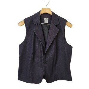 Worthington Women's Sleeveless Denim-Look Blue Vest Sexy Office Cute Casual